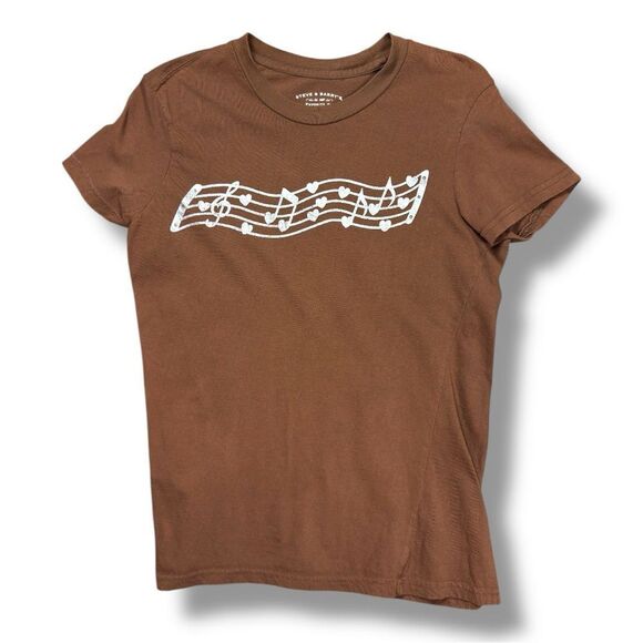 Steve & Barry's Brown and White Short Sleeve Tee Sz L - Picture 2 of 9